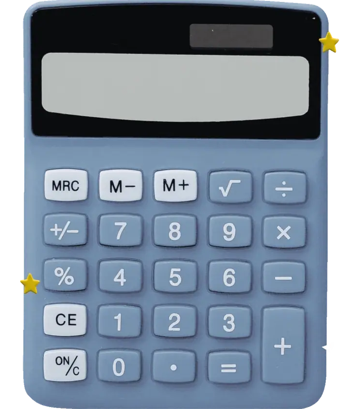 A calculator typing POP QUIZ while speech bubbles pop up: wait, where did I save that; I'll organize everything this weekend; planning March with zero idea how February actually went
